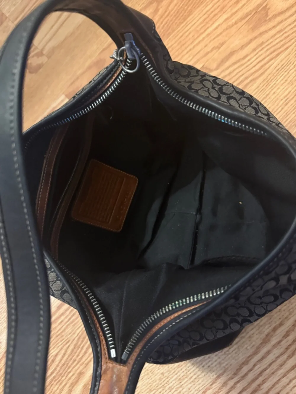 Coach Signature Hobo in Brown and Black - Picture 2 of 4